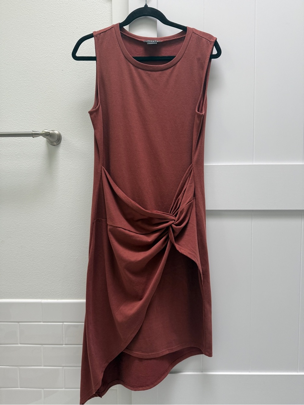 Trouvé Nordstrom Sleeveless Asymmetric Twist Front Knit Dress Mauve Large